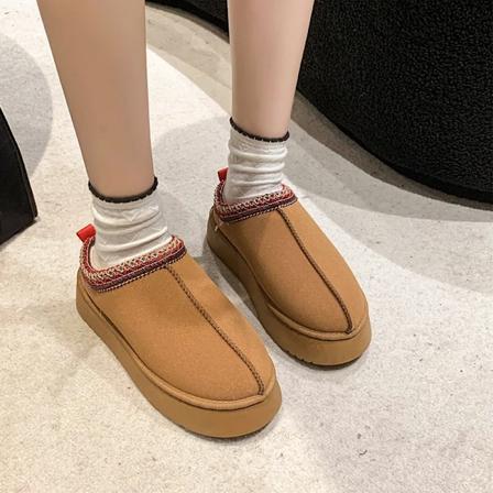 Dames Ankel Sneestøvler Vinter Nye Mærke Pels Kort Plushet Varme Flats Slippers Sko brown 40