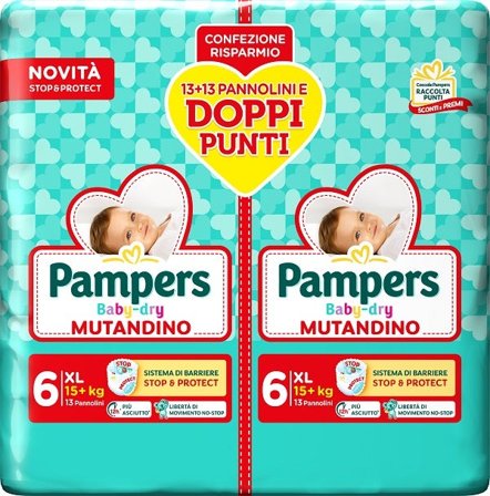 Pampers Baby Dry Pannolino Mutandina Extra Large Duo 15+kg 26
