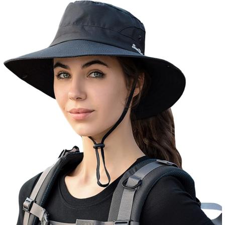 Solhat Dam Herr 3u201d Bred brätte UPF 50+ Fiske Strand Spandækshatte Pure Black