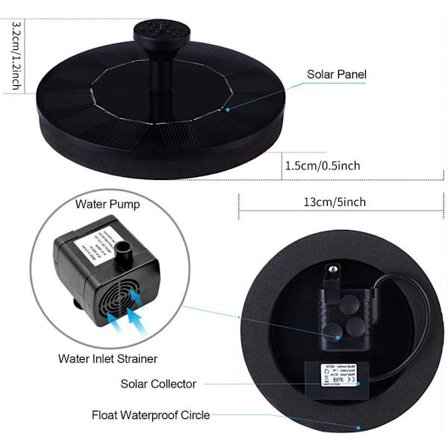 Solcellsfontän, trädgårdsfontän, dammpump, flytande fontän