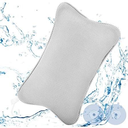 Kylpytyyny, kylpytyyny kylpyammeeseen, 2 tehokkaalla imukupilla, tukevaan tukeen, ergonominen kylpylätyyny, tyyny optimaaliseen niskatukeen (harmaa)
