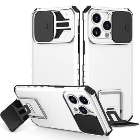 iPhone 15 Pro Max -puhelinkotelo liukukamerasuojalla - valkoinen