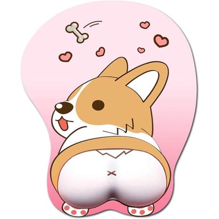 3D-hiirimatto rannetuella, ergonomisesti muotoiltu pehme silikonigeeli pelik ytt n, s p Corgi-koiran anime-hiirimatto PC-tietokoneille ja 