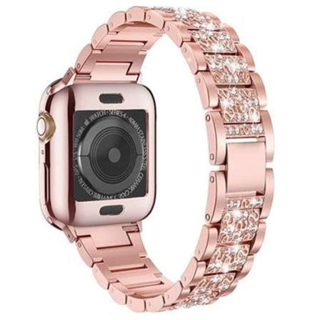 Bling-bånd til Apple Watch-rem 42/44/45mm iWatch Series 8/7/6/5/4/3/2/1/SE, smykke i metal, justerbar armbånd