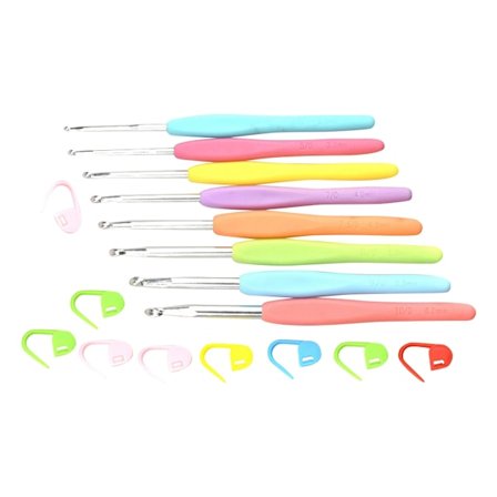 8PCS 2,5-6mm TPR Myke Håndtak Heklenåler Lyse Flerfarget Vev Søm Strikkeverktøysett