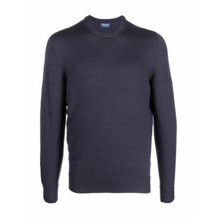 Drumohr, Round-neck Knitwear Blauw, Heren, Maat:L