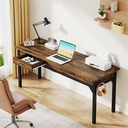 Skrivbord med 2 lådor 200x60cm Trä/Metall