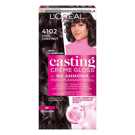 L'Oréal Paris Casting Crème Gloss Semipermanent Hårfarve 4102 Cool Chestnut, Hår, Hårfarve, Toningsfarve