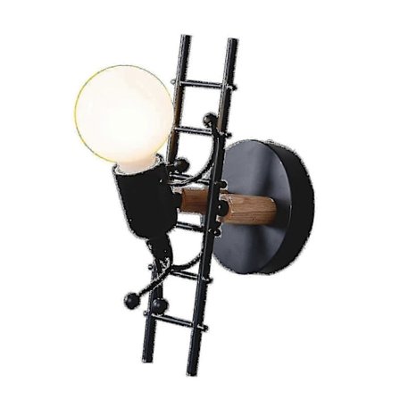 Personlighed Lille Mand Trappestige Klatring Lys Soveværelse Væglampe (sort)