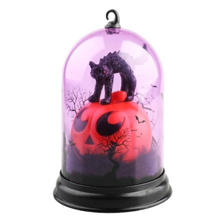 Halloween Dekoration för Katt Pumpa Häxa Ljuslampa Nattlampa Spökhus Hushållsdekoration Festtillbehör (FMY)