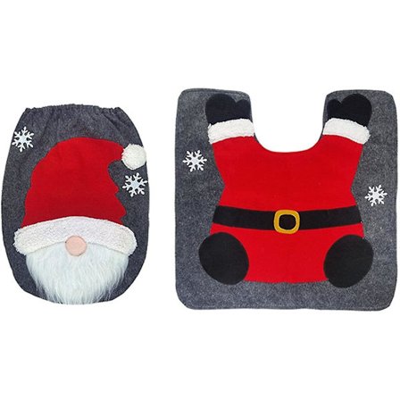 Toilet Seat Cover And Rug Set | Christmas Toilet Seat Cover And Mat,funny Christmas Decorations Bathroom Set For Home Hotel Party Suppliesred2pcs