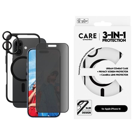 CARE by Panzer Flagship 3-in-1 Privacy Bundle iPhone 16 PanzerGlass - High quality tempered glass screen protector