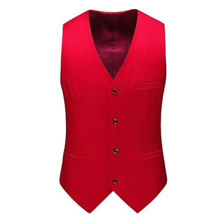 Allthemen Herre V-Hals Suit Vest Ensfarvet Bryllup Forretningsvest