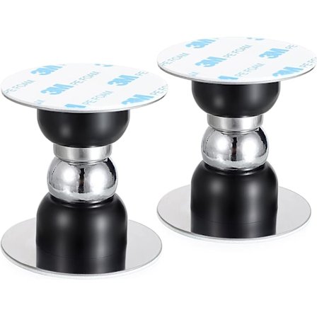 Sett med 2 magnetiske dørstoppere i rustfritt stål til soverom, svart