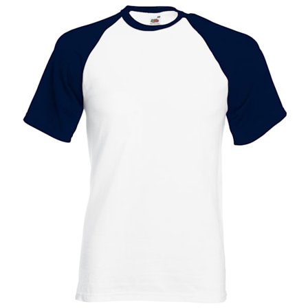 Fruit Of The Loom Herr Kortärmad baseball T-shirt Vit/D White/Deep Navy XL