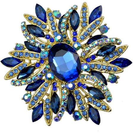 3,5" Stor Stor Stor Brosch Hänge Smycke Halsdukar Hattar Dekoration Blå Blomma Pin Guld Ton