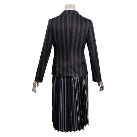 Onsdag Adams Cosplay Anime Costume Girl 2023 Skoleuniform Kostume Halloween Carnival Party Dress Up Character V W Black 8T-140cm