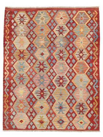 Handgewebt Kelim Afghan Old Stil Teppich 152X195 Braun/Dunkelrot