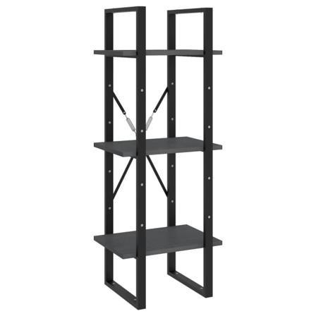 Vidaxl Bokhylla 3 Hyllplan Grå 40x30x105 Cm Massiv Furu Grå