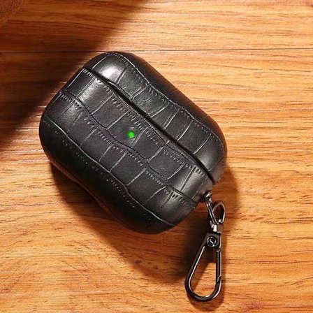 Luksuriøst Airpods Pro 2 Protective Shell i vegansk lær og nøkkelring