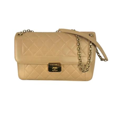 Chanel Vintage, Pre-owned Leather Shoulder Bag Beige, Dames, Maat:ONE Size