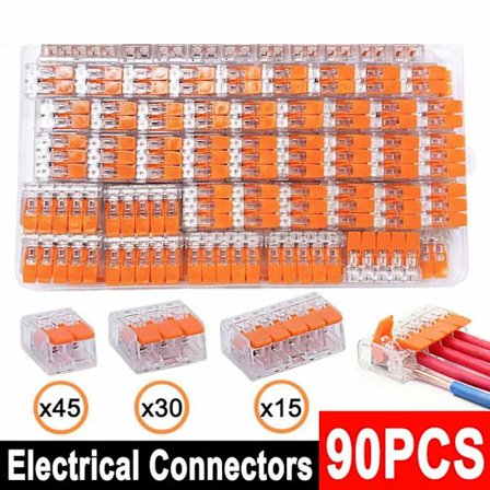 90x For Wago 221 Elektriske Kontakter Wire Block Clamp Terminal Kabel