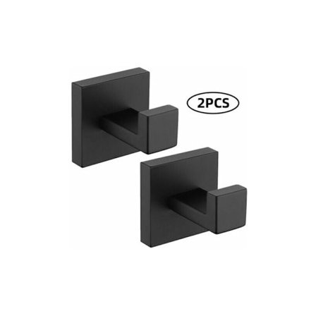 Vægkroge fra Pieces, håndklædekroge, sorte, 304 rustfrit stål, rustfrie kroge, vandtætte kroge, badeværelsestilbehør, frakkekroge, sort