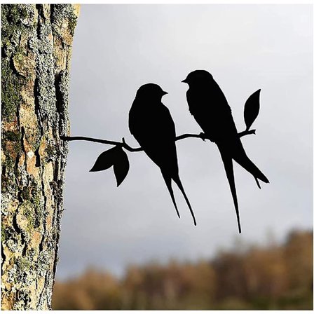 Metallinen lintu terässiluetti, lintupatsas taide puun koristelu, takapihan lintu (pääskynen)