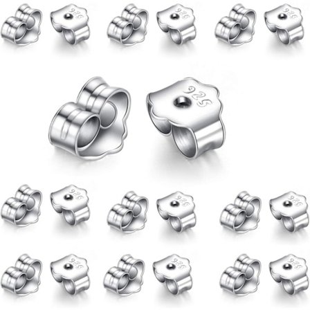 20 st / 10 par örhängen baksida örhängen baksida, silver, silver bu