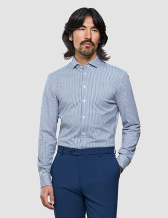 Shaping New Tomorrow - Classic Shirt - Marine Herringbone - Regular Fit - Herre - Størrelse L