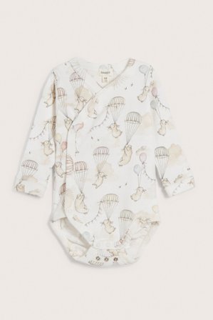 Newbie | Mönstrad omlottbody baby | Offwhite