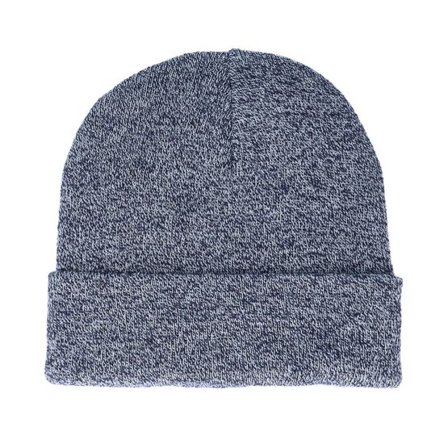 Beechfield - Blå cuff Beanie - Heather Navy Cuff Blank Beanie @ Hatstore