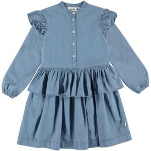 Molo Washed Chambrey Carisma Dress 98/104 cm - Dresses - 98/104 cm - Blue - Mädchen