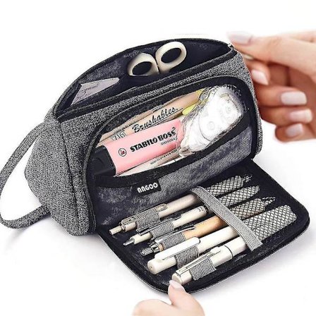 Stor Blyantveske Slitesterk Skole Student Penneholder Organizer 23x12cm