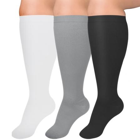 3 par 3XL kompressionsstrumpor för kvinnor och män breda vader extra knähögt stöd för cirkulation