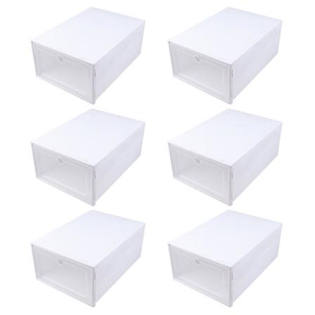 6 kpl Läpinäkyvät Laatikkomaiset Kengänlaatikot Pölynkestävä Pinottavat Kengän Säilytyslaatikot Valkoinen 33X24CM White 33X24CM