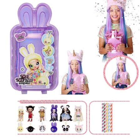 Overrask nana na 2 i 1 dukke plys bold enhjørning blind boks til forskønne hår dukke legetøj