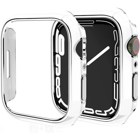 För Apple Watch Series 7 41mm, Pläterad Rigid PC Ram Case Slim All-Around Bumper Case för Apple Watch Series 7 (silver)