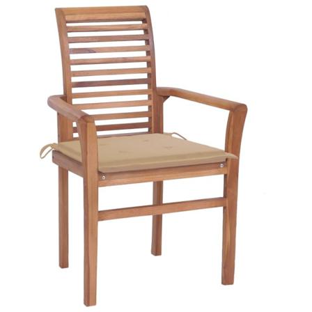 Vidaxl Matstolar 2 St Med Dynor Beige Massiv Teak Beige