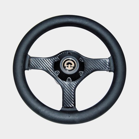 Powerboat steering wheel Riviera Carbon, aluminium, Ø280 mm, with hub, fits 3/4′′ (19 mm) steering shaft, black