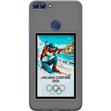 Kompatibelt Mobildeksel til Huawei P smart Retroplakat Cortina Milano 2026 med fjell, vintersportsutøvere, italienske trikolor, Milano-katedralen og o