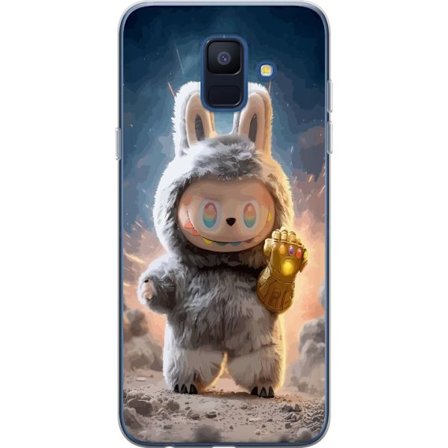 Kompatibelt Mobildeksel til Samsung Galaxy A6 (2018) Søt og lodden kaninfigur med en magisk gyllen hanske i et kosmisk handlingmiljø, leken fantasyill
