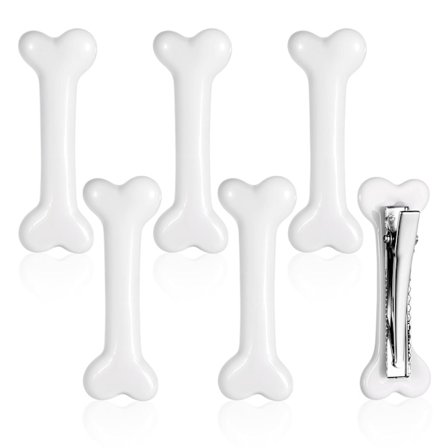 6 stk. Hårspænder med knogler, Hårnåle med kranie-skelet, Hvide hårnåle med knogler til kvinder og piger, Sidehårspænde, Cosplay kostume dekorative 