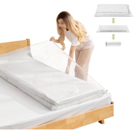 Suuret tyhjiöpakkauspussit - 220*100cm - tyhjiöpatjapussi - vedenpitävä - uudelleensuljettava - vetoketjulla - uudelleenkäytettävä - tilaa säästävät 