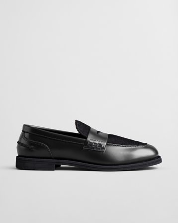 GANT Damen Gracelyn Leder Loafer mit Fell (38) Schwarz