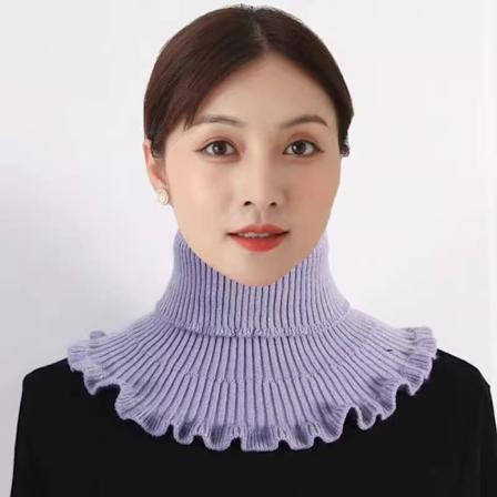 Falsk krage för flickor och kvinnor, avtagbar halvpullover, håller varmt, nackstöd, Bana koreansk stil Purple