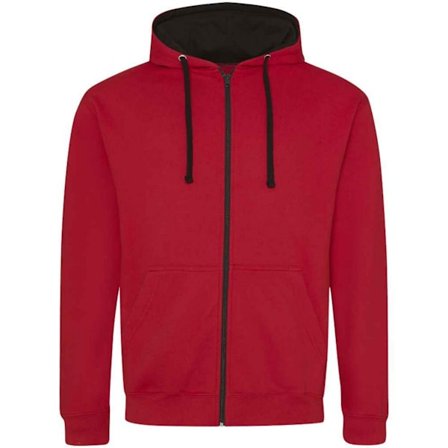 Awdis Herr Varsity Full Zip Hoodie S Fire Red/Jet Black