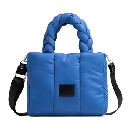 Puffer Tote Bag Quiltet Puffy Handbag BLÅ