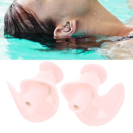 Silikon Vattentät Dammtät Spiral Öronproppar för Barn och Vuxna Simtillbehör (Rosa)