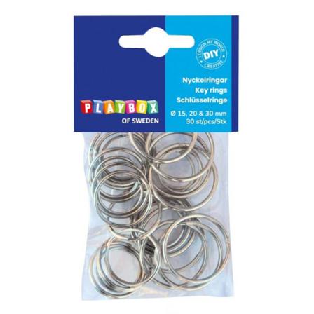 Nyckelringar, 3 Storlekar, Diameter 15mm, 20mm, 30mm, 30/fp Silver